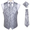 Fashion Silk Suit Vest Formal Dress Vest Fitness Sleeveless Jacket Wedding Waistcoat Bow Tie Necktie Pocket Square Set DiBanGu