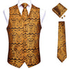 Fashion Silk Suit Vest Formal Dress Vest Fitness Sleeveless Jacket Wedding Waistcoat Bow Tie Necktie Pocket Square Set DiBanGu