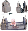 3 In 1 Diaper Bag Backpack Foldable Baby Bed Waterproof Travel Bag with USB Charge Diaper Bag Backpack with Changing Bed
