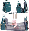 3 In 1 Diaper Bag Backpack Foldable Baby Bed Waterproof Travel Bag with USB Charge Diaper Bag Backpack with Changing Bed
