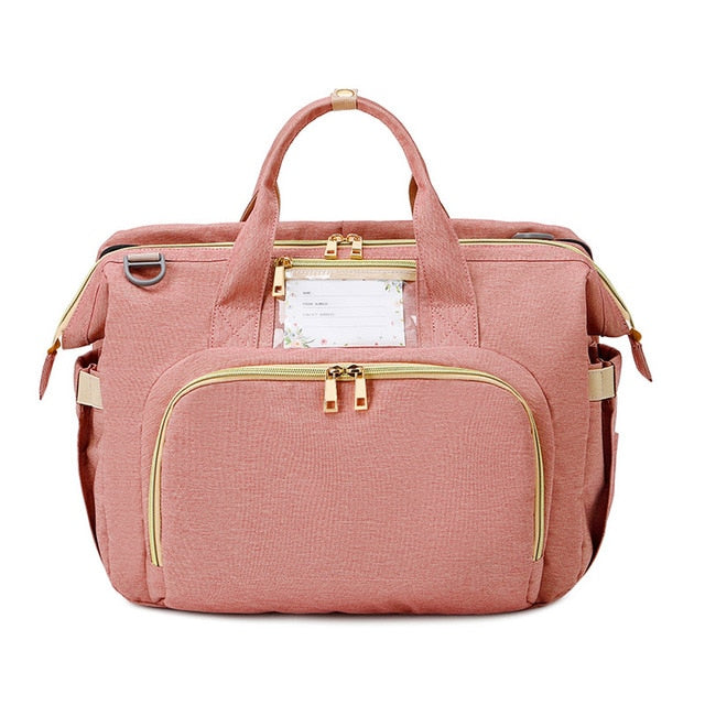 3 In 1 Diaper Bag Backpack Foldable Baby Bed Waterproof Travel Bag with USB Charge Diaper Bag Backpack with Changing Bed