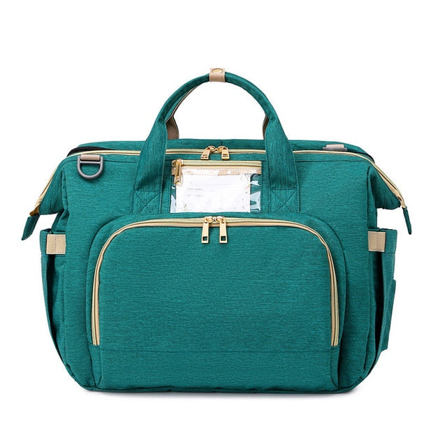 3 In 1 Diaper Bag Backpack Foldable Baby Bed Waterproof Travel Bag with USB Charge Diaper Bag Backpack with Changing Bed