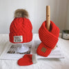Three-piece children's winter/autumn woolen cap for boys and girls warm scarf gloves combination baby jumper knitted hat