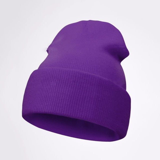 Winter Hat Beanie Plain Knitted Autumn Winter Warm Ski Cuff Cap Wool Soft Slouchy Skull Caps Beanies Men Women Street Hats