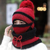 2020 Hat winter women's Mask Hat for girls Scarf Thick Warm Fleece Inside Knitted Hat Scarf Set 3pcs Winter Riding fashion cap