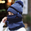 2020 Hat winter women's Mask Hat for girls Scarf Thick Warm Fleece Inside Knitted Hat Scarf Set 3pcs Winter Riding fashion cap