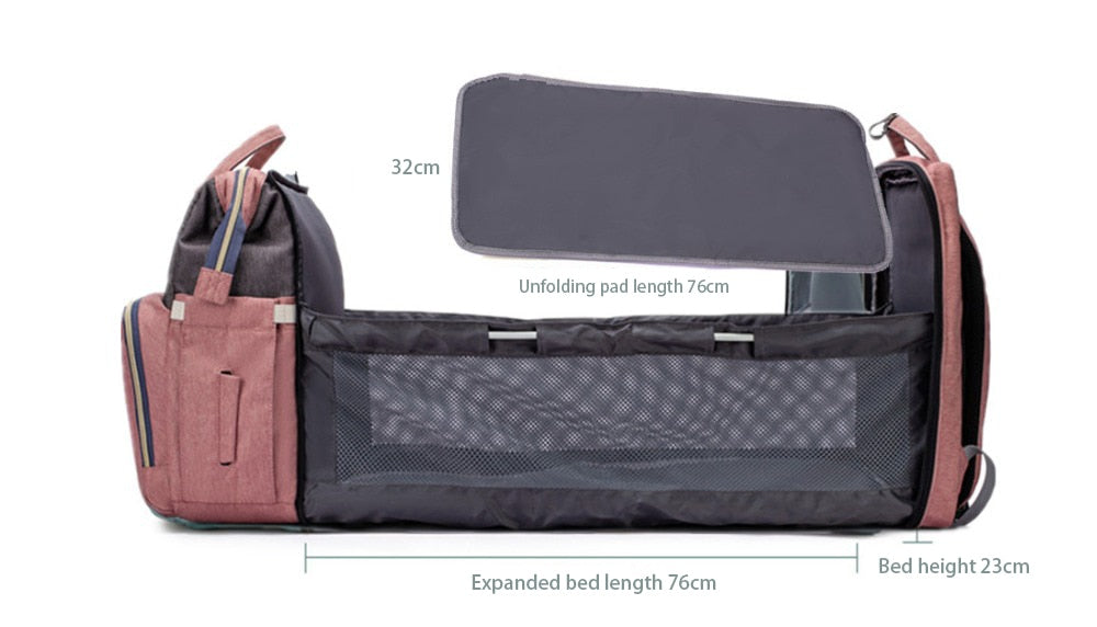 LEQUEEN Large Capacity Diaper Bag Backpack Multifunctional Baby Bed Bags Maternity Nursing Handbag Stroller Bag with Hooks Bag