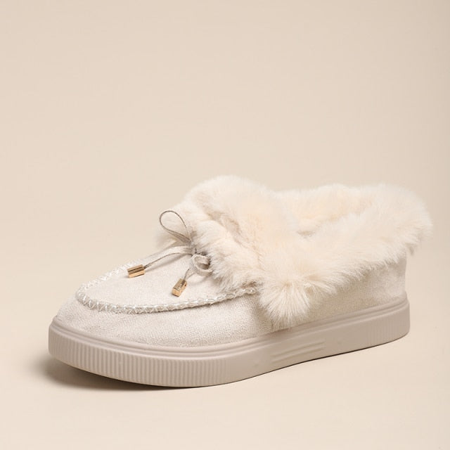 Women Loafers Warm Moccasin Shoes Plush Winter Snow Boots Ladies Causal Non Slip Woman Flock Female Flats Cotton Shoes New