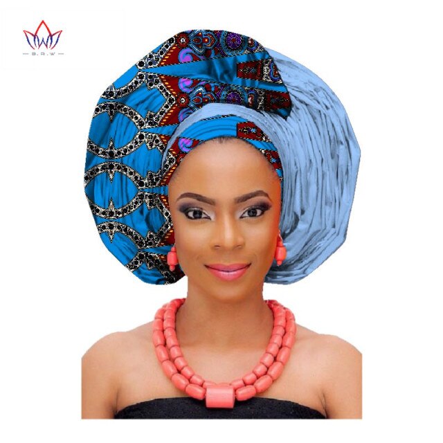 African Fashion Head Scarf Print Wax Cotton Women African Clothing Bazin Rich Headwear African Head Wraps For Women AF002