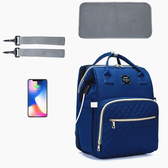 LeQueen 2020 New Design 3 in 1 USB Diaper Bag Baby Crib Foldable Sleeping Bed With Changing Pad Sunshine Shade Dropshipping