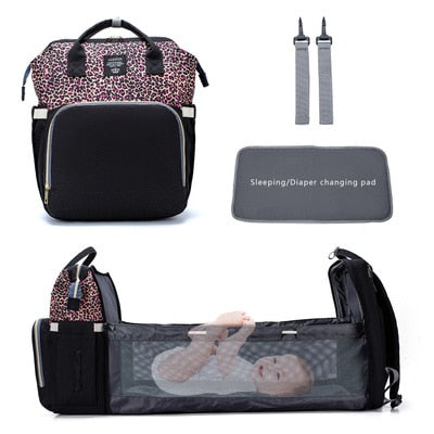 LEQUEEN Large Capacity Diaper Bag Backpack Multifunctional Baby Bed Bags Maternity Nursing Handbag Stroller Bag with Hooks Bag