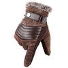 LA SPEZIA Brown Mens Leather Gloves Real Pigskin Russia Winter Gloves Warm Thick Driving Skiing Men's Gloves Guantes Luvas