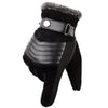 LA SPEZIA Brown Mens Leather Gloves Real Pigskin Russia Winter Gloves Warm Thick Driving Skiing Men's Gloves Guantes Luvas