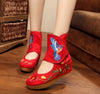 Beige Flower Bird Women Shoes Chinese Style Noble Mary Janes Inside Increased Embroidery 5cm Flats Soft Sole Cloth Shoes Woman