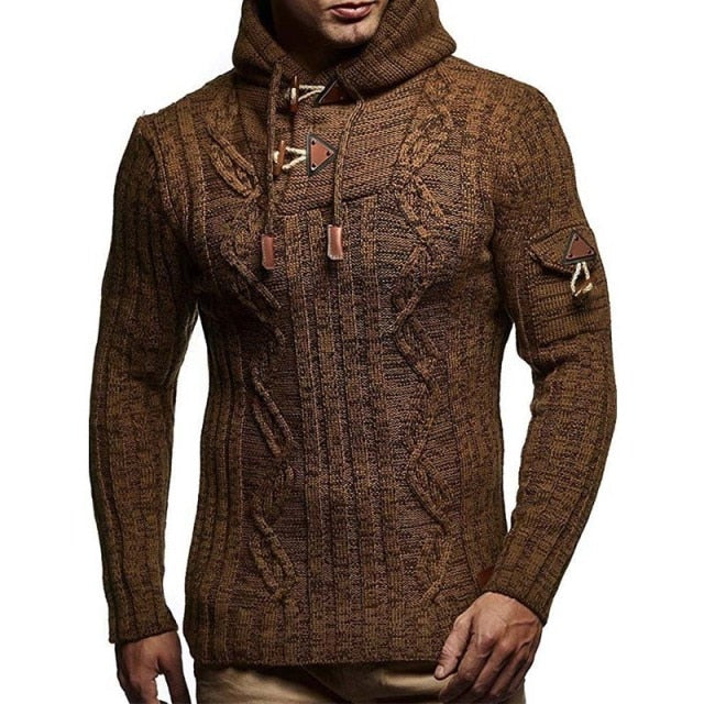 Mens Jumpers Sweaters Autumn Winter New Casual Long Sleeve Hooded Sweater Men Warm Slim Fit Knitted Sweater Pullover Men S-XXXL