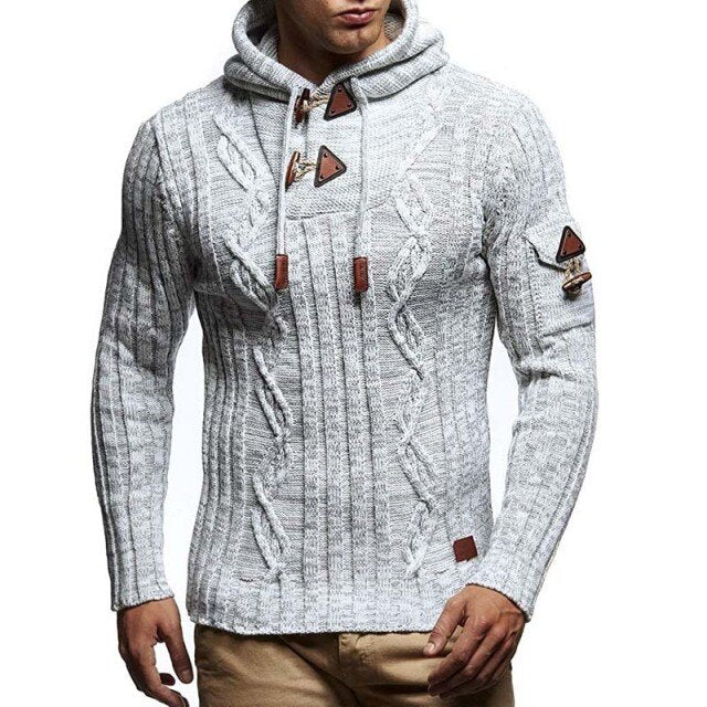 Mens Jumpers Sweaters Autumn Winter New Casual Long Sleeve Hooded Sweater Men Warm Slim Fit Knitted Sweater Pullover Men S-XXXL