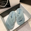 Women Furry Fur Slippers Soft Faux Fur Slides Ladies Plush House Slippers Cross Band Open Toe Flat Sandals Fluffy Warm Shoes