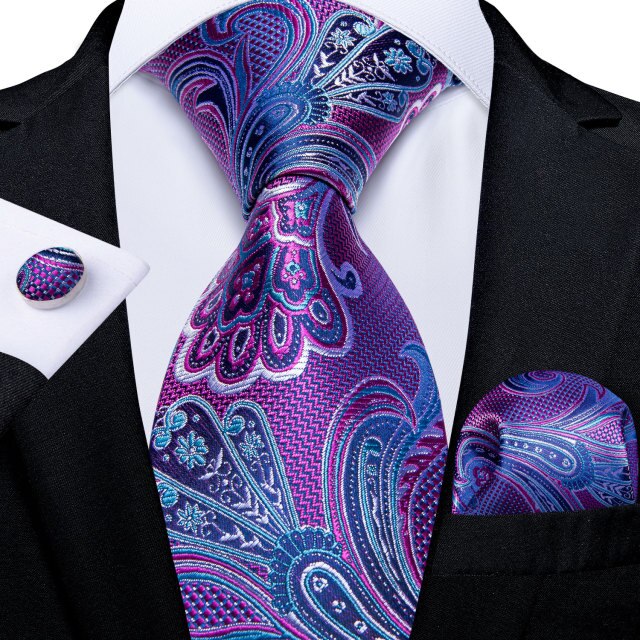 Classic Paisley Striped Plaid Men's Ties 8cm Silk Jucquard Business Wedding Neck Tie Handkerchief Set Cravat Ties Gifts DiBanGu