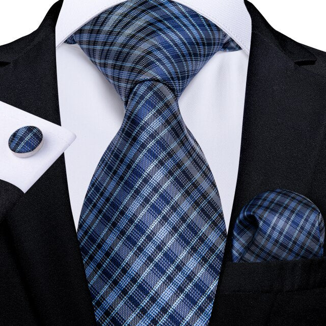 Classic Paisley Striped Plaid Men's Ties 8cm Silk Jucquard Business Wedding Neck Tie Handkerchief Set Cravat Ties Gifts DiBanGu
