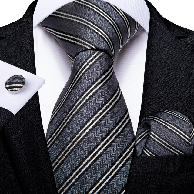Classic Paisley Striped Plaid Men's Ties 8cm Silk Jucquard Business Wedding Neck Tie Handkerchief Set Cravat Ties Gifts DiBanGu