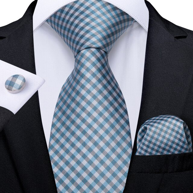 Classic Paisley Striped Plaid Men's Ties 8cm Silk Jucquard Business Wedding Neck Tie Handkerchief Set Cravat Ties Gifts DiBanGu