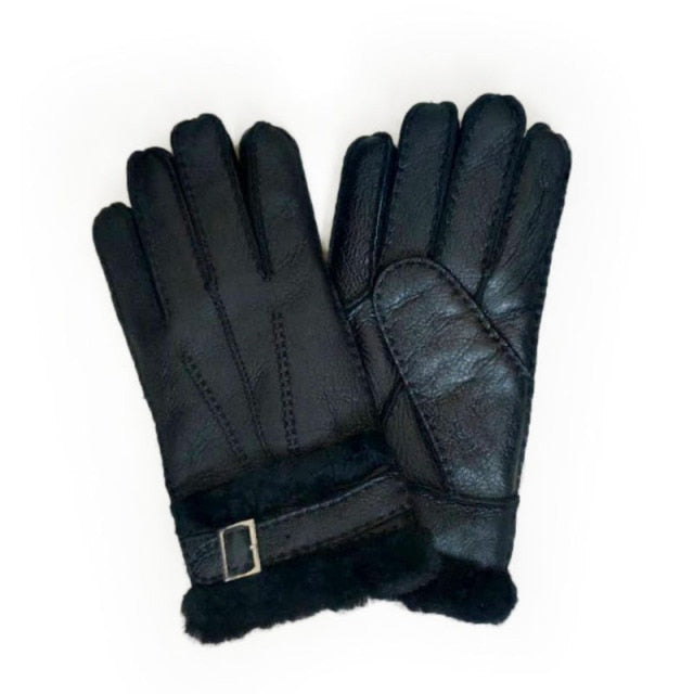 New Men Winter Gloves Warm Genuine Sheep Fur Gloves for Men Thermal Goat Fur Cashmere Real Leather Leather Snow Gloves Manual