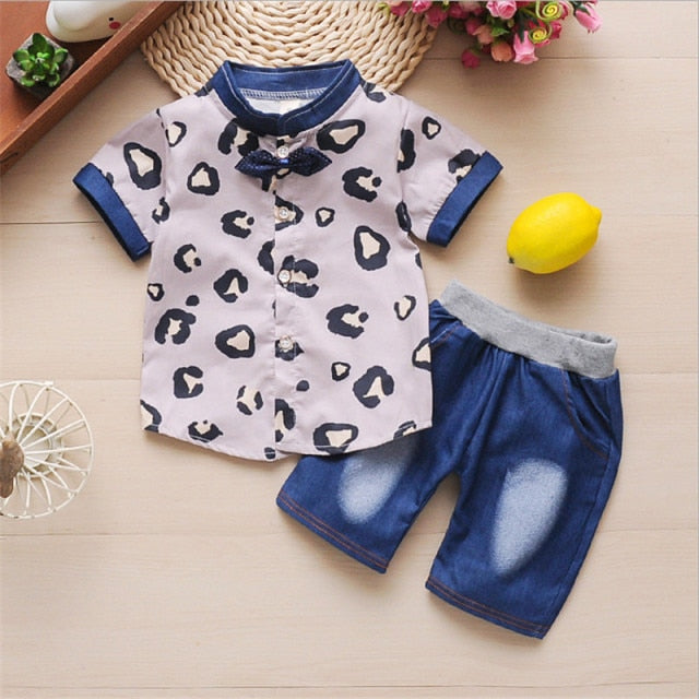 Boys Clothing Sets Summer Baby Newborn Clothes Suit Gentleman Style Wedding Shirt +Pants 2pcs Clothes for Boys Summer Set