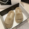 Women Faux Fur Slides Furry Fur Slippers Fluffy Flip Flops Slip on Flats Cute Ladies House Plush Slippers Home Cozy Warm Shoes