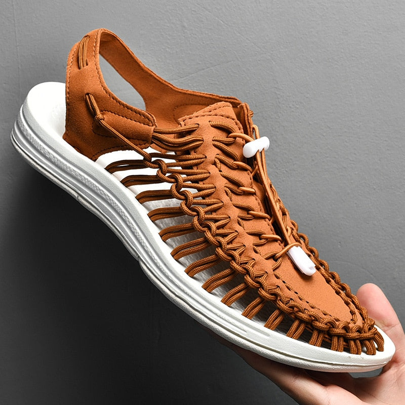 Size 35-48 Men Shoes High Quality Handmade Mens Sandals Summer Soft Non-slip Gladiator Sandals Men Hiking Beach Platform Sandals