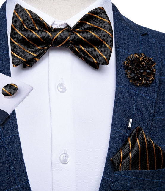 Adjustable Self Tie Bow Ties For Men 100% Silk Jacquard Woven Pink Solid Men Classic Wedding Party Butterfly Bowknot DiBanGu
