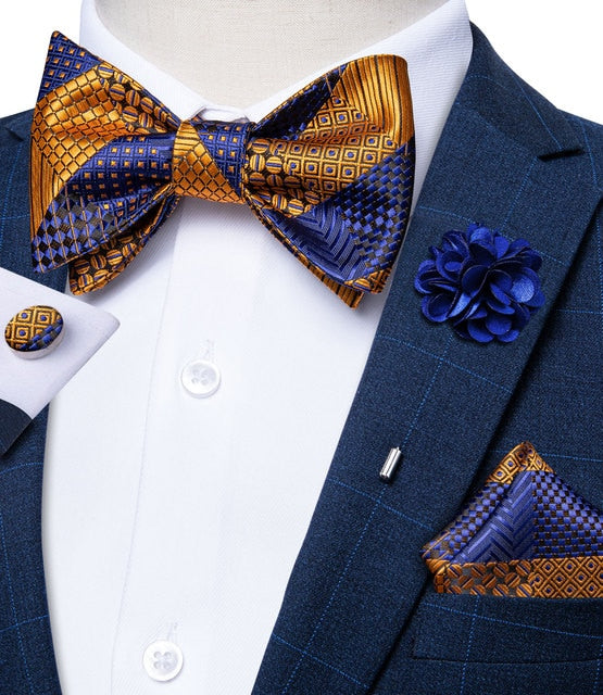 Adjustable Self Tie Bow Ties For Men 100% Silk Jacquard Woven Pink Solid Men Classic Wedding Party Butterfly Bowknot DiBanGu