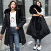 2021 New Cotton Liner Parker Parka Fashion Adjustable Waist Fur Collar Winter Jacket Women Medium Long Hooded Parka Coat