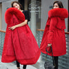 2021 New Cotton Liner Parker Parka Fashion Adjustable Waist Fur Collar Winter Jacket Women Medium Long Hooded Parka Coat