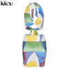 Kliou Tie Dry Two Piece Set Women 2021 Sexy Halter Sequined Beachwear Cleavage Crop Top+Mini Skirt Suit Female платье Outfits