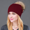 Autumn Winter Knitted Wool Hats For Women Fashion Pompon Beanies Fur Hat Female Warm Caps With Natural Genuine Raccoon Fur Cap