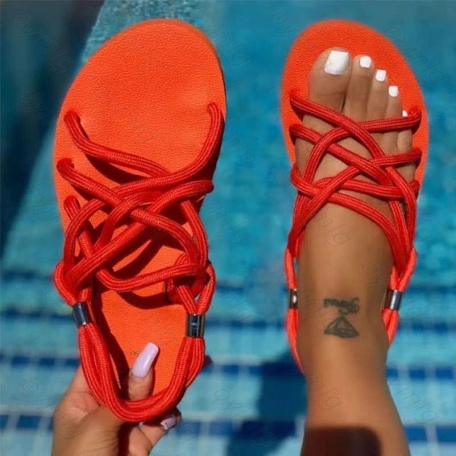 Women Slippers 2020 Summer New Rome Retro Sandals Flat Casual Shoes Female Slip on Slides Woman Shoes Plus Size Sandalias Mujer