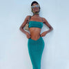 Cryptographic Fashion Summer Dress Sets 2 Piece Sets Women Holiday Outfits Ruched Top and Skirts Club Party Matching Sets