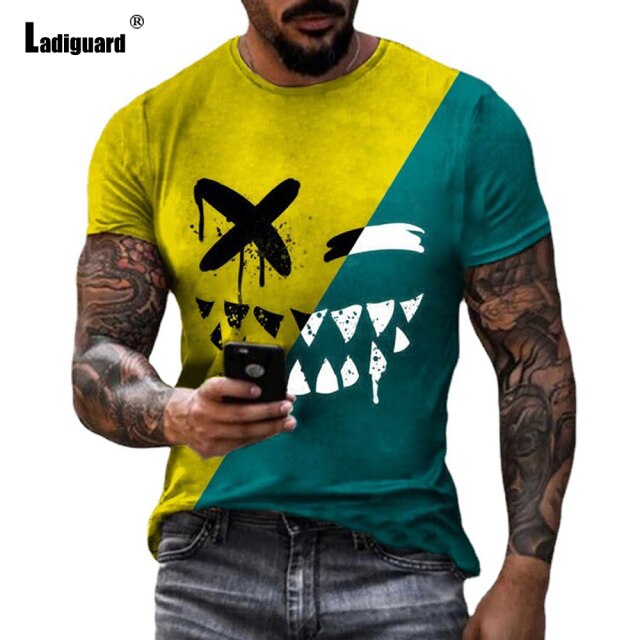 Sexy Mens clothing Basic Tops Fashion Playing cards Print T-shirt 2021 Summer Casual Pullovers Men Tees Shirt Plus Size S-5XL