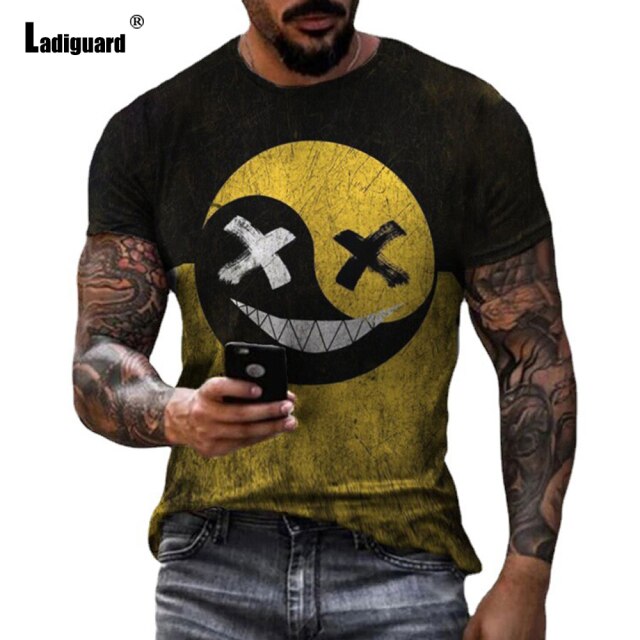 Sexy Mens clothing Basic Tops Fashion Playing cards Print T-shirt 2021 Summer Casual Pullovers Men Tees Shirt Plus Size S-5XL