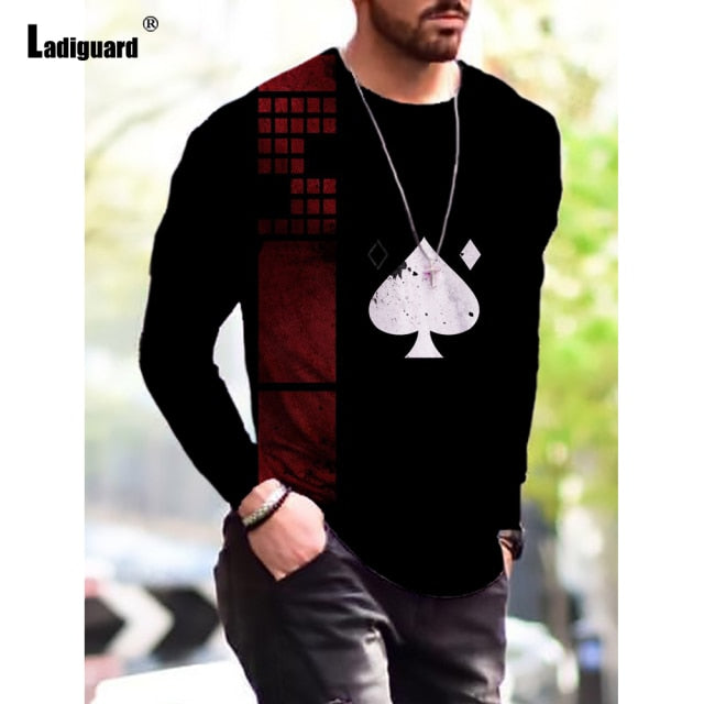 Garmenting Plus SIze Mens clothing Basic Tops Fashion 3D Print T-shirt 2021 New Summer Casual Pullovers Long Sleeve Tees Man 3XL