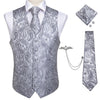 Fashion Silk Suit Vest Formal Dress Vest Fitness Sleeveless Jacket Wedding Waistcoat Bow Tie Necktie Pocket Square Set DiBanGu