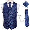 Fashion Silk Suit Vest Formal Dress Vest Fitness Sleeveless Jacket Wedding Waistcoat Bow Tie Necktie Pocket Square Set DiBanGu