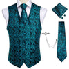 Fashion Silk Suit Vest Formal Dress Vest Fitness Sleeveless Jacket Wedding Waistcoat Bow Tie Necktie Pocket Square Set DiBanGu