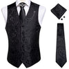 Fashion Silk Suit Vest Formal Dress Vest Fitness Sleeveless Jacket Wedding Waistcoat Bow Tie Necktie Pocket Square Set DiBanGu
