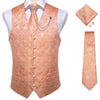 Fashion Silk Suit Vest Formal Dress Vest Fitness Sleeveless Jacket Wedding Waistcoat Bow Tie Necktie Pocket Square Set DiBanGu