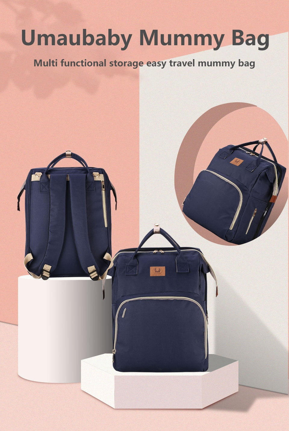 Baby Diaper Bag Bed Backpack For Mom Maternity Bag For Stroller Nappy Bag Large Capacity Nursing Bag for Baby Care Upgrade Hooks