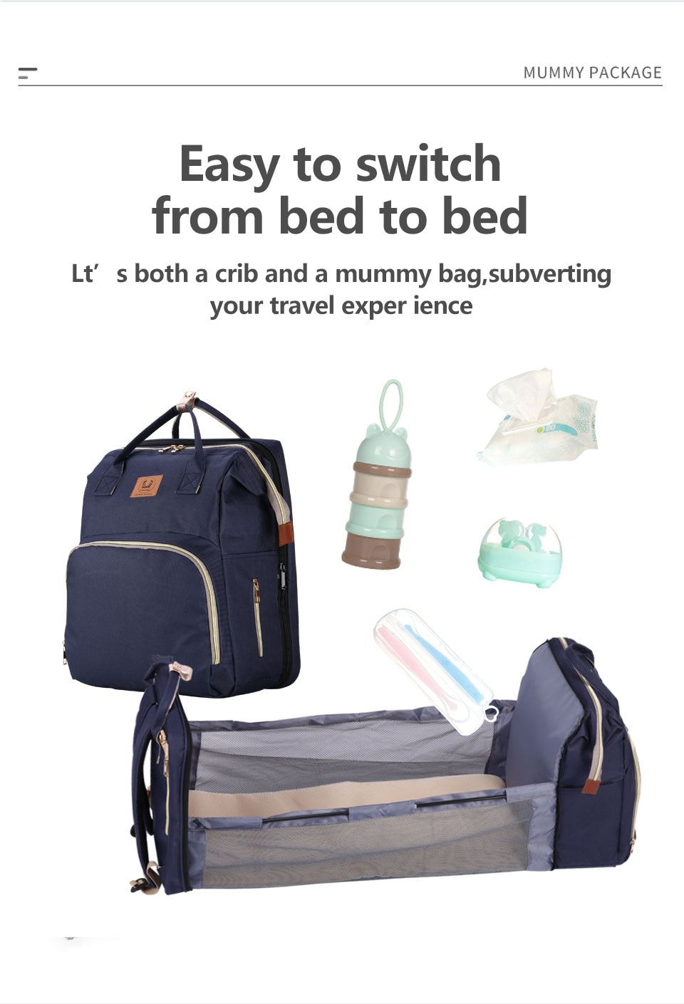 Baby Diaper Bag Bed Backpack For Mom Maternity Bag For Stroller Nappy Bag Large Capacity Nursing Bag for Baby Care Upgrade Hooks