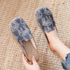 Veowalk Women Casual Linen Handmade Embroidery Mules Flat Slippers Retro Vegan Summer Ladies Canvas Comfortable Espadrille Shoes