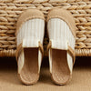 Veowalk Women Casual Linen Handmade Embroidery Mules Flat Slippers Retro Vegan Summer Ladies Canvas Comfortable Espadrille Shoes