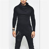5XL Men's Hoodies Unbalance Hem Pocket Long Sleeve Sweatshirt For Men Clothing Autumn Turtleneck Sweatshirt Top Hoodie